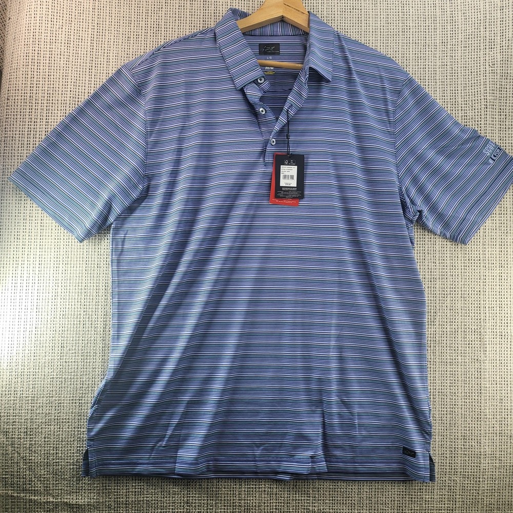 Greg Norman Shirt Mens Large Blue Striped ML75‎ Golf Polo Scottish Rite Children